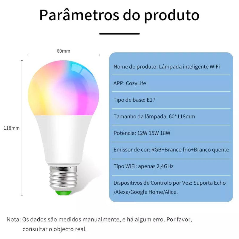 Lâmpada Inteligente Wifi - LuminaTech - SafeDesconto